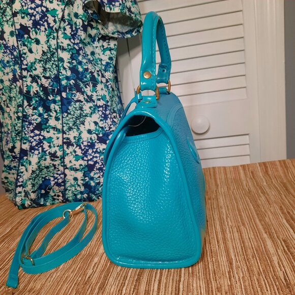 Dooney & Bourke Blue Carpet Bag Hand Painted Turquoise Crossbody Bag Vintage - Picture 10 of 16